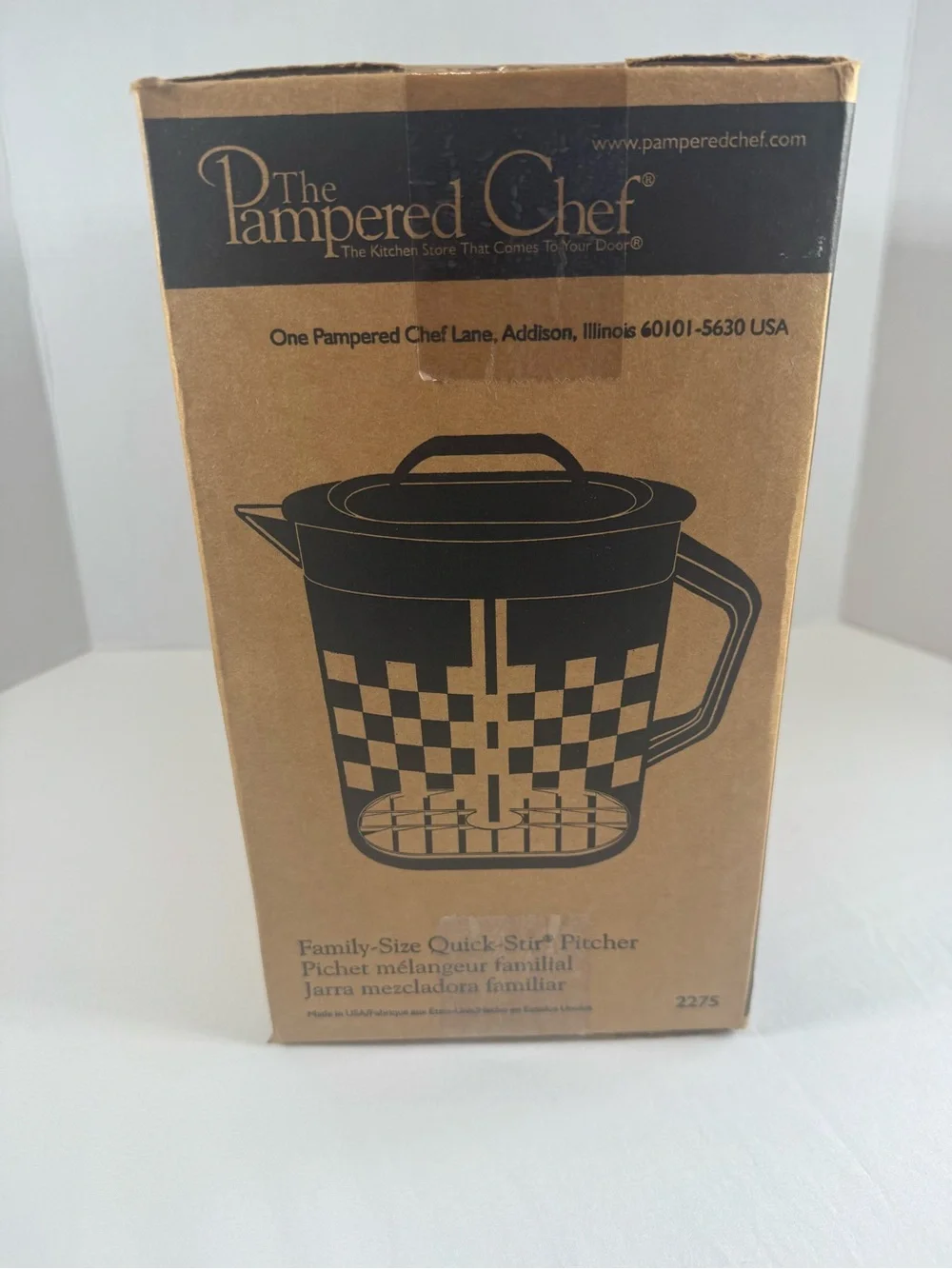 Pampered Chef Quick Stir Pitcher 1 Gallon Clear Checkerboard Design New 2075
